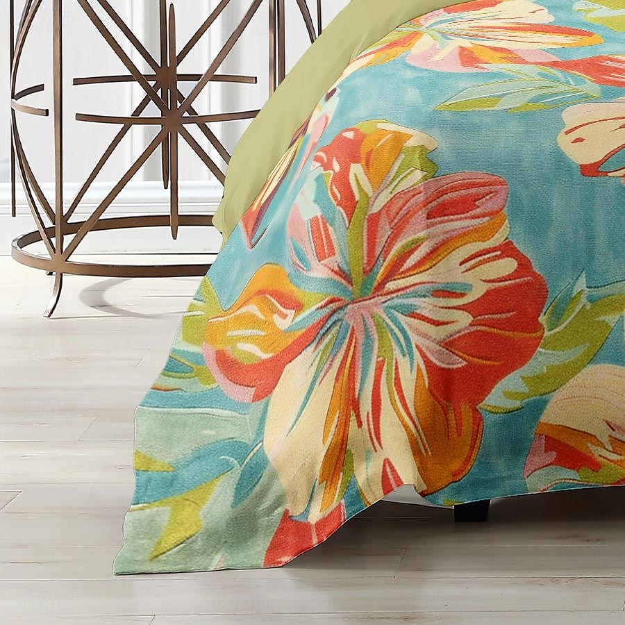 100 % bomull blommigt färgglatt bläck påslakan 3-delat set för sommar mjuk hudvänlig långvarig hotellsäng bekväma set 1 påslakan 2 örngott 2025 - $60.99 –P13