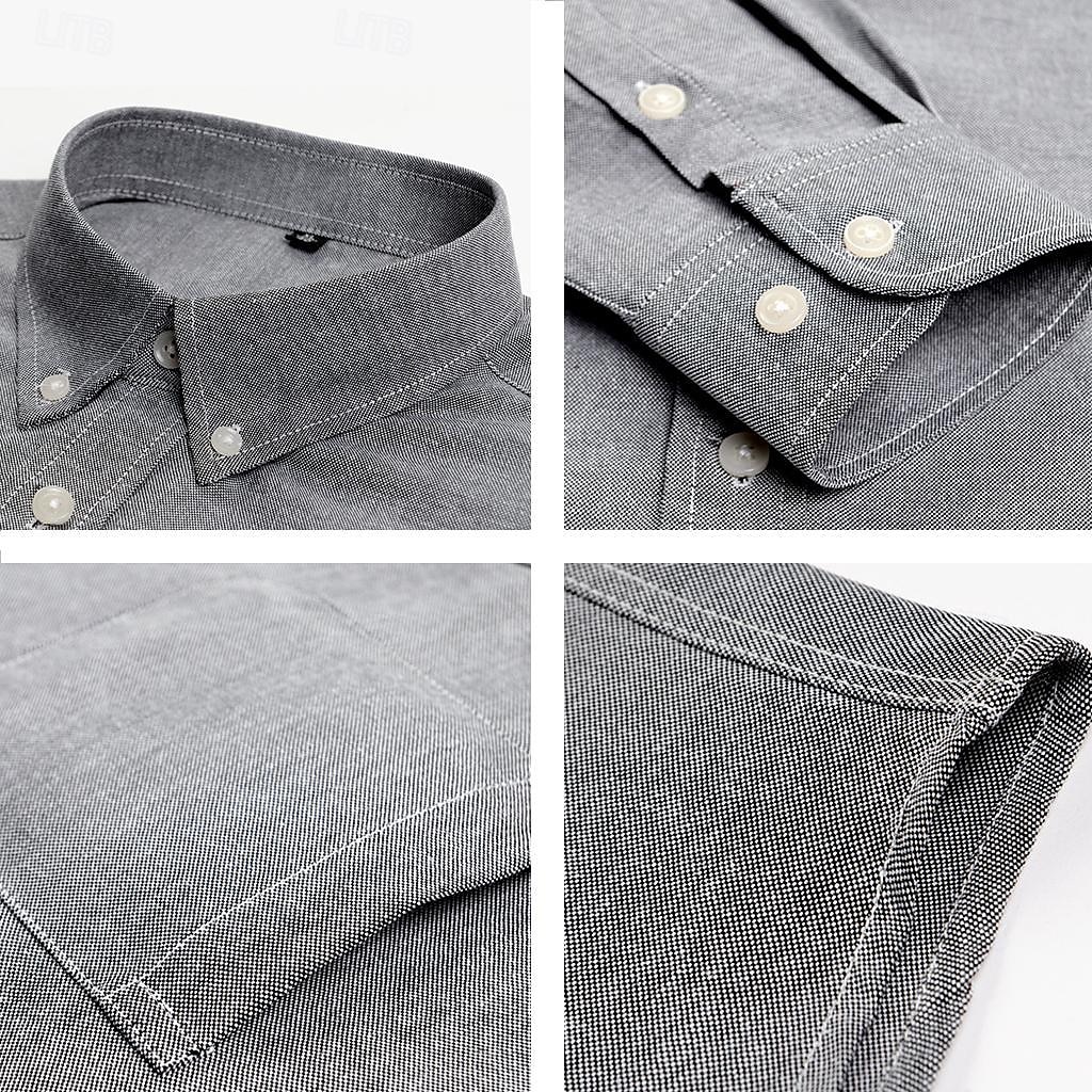 Voor heren Overhemd Button-down overhemd Oxford overhemd Effen Bruiloft Buiten Licht Blauw Zwart Wit Roze Lange mouw Strijkijzer Zomer Lente Kleding 2025 - $22.99 –P2