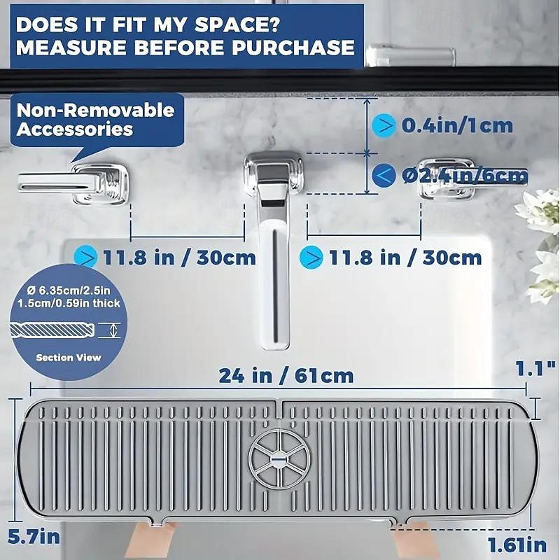 قطعة واحدة من مقبض صنبور السيليكون، صينية فلتر بالتنقيط، حصيرة كبيرة من السيليكون، حامل إسفنجة لصابون الأطباق، ملحقات حوض المطبخ، طاولة المطبخ والحمام، واقي من دفقة حوض المطبخ 2026 - $11.99 –P4
