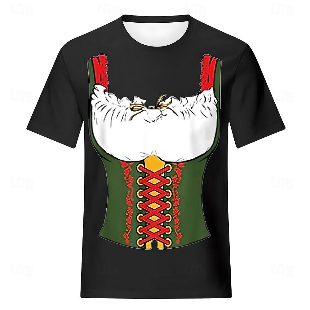 T-Shirt Lederhosen 3D Lässig Streetstyle T-Shirt Ärmel für Damen Erwachsene Heißprägen  für Karneval Oktoberfestbier Party Alltagstauglich 2026 - $20.99 –P11