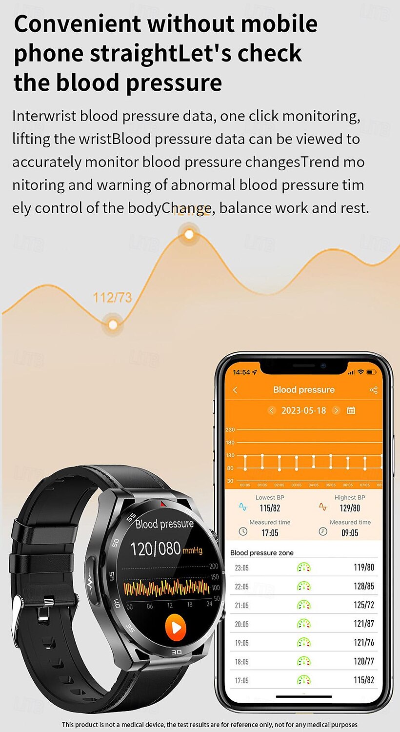 iMosi ET450 Smart Watch 1.39 inch Smartwatch Fitness Running Watch Bluetooth ECG+PPG Temperature Monitoring Pedometer Compatible with Android iOS Women Men Long Standby Hands-Free Calls Waterproof IP 2025 - $71.99 –P8