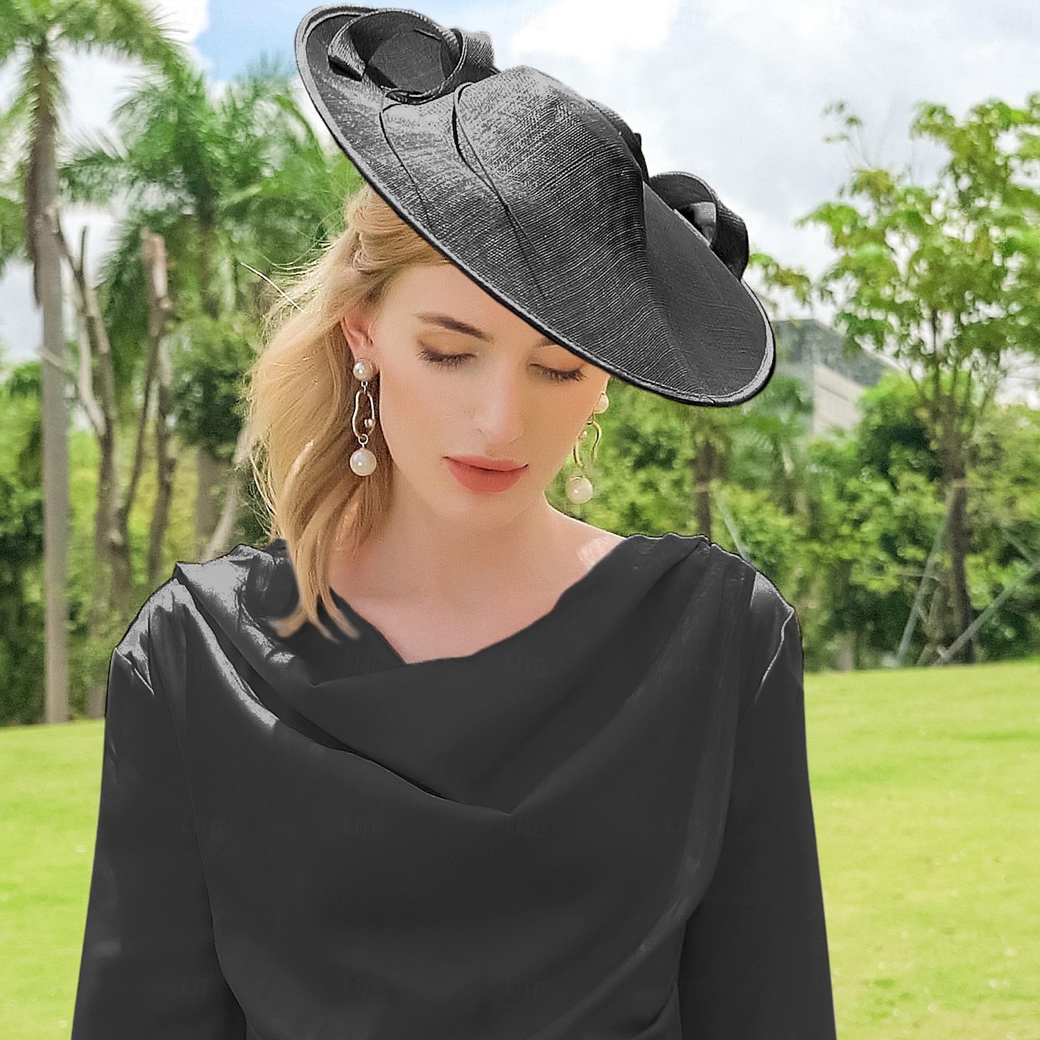 pannebånd hatter lin bowler / cloche lue bøtte lue solhatt bryllup teselskap elegant bryllup med fjær sløyfe hodeplagg hodeplagg 2025 - $50.99 –P14