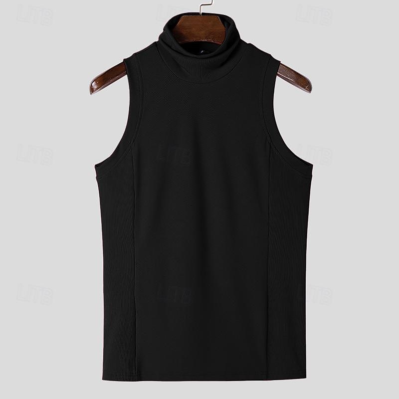 Herr Linne Undertröjor Ärmlös tröja Ärmlös Polokrage Vår & sommar Slät Pit Strip Mode Designer Grundläggande Semester Gata Utekväll Ljusrosa Svart Vit Topp t-shirt för män 2025 - $15.99 –P4