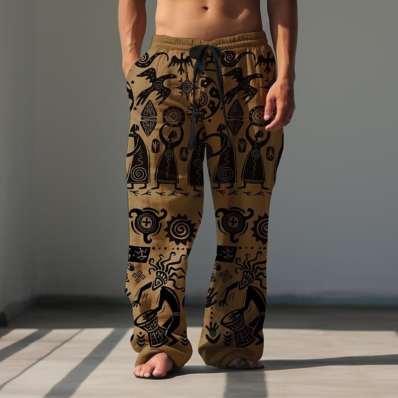 Férfi Nyomtatott Alkalmi nadrág Közepes csípő Hawaii Etnikai stílus Szabadság Egyenes lábbal Nyár Tavasz 3D nyomtatás Fekete Barna Lóhere 2025 - $25.99 –P6