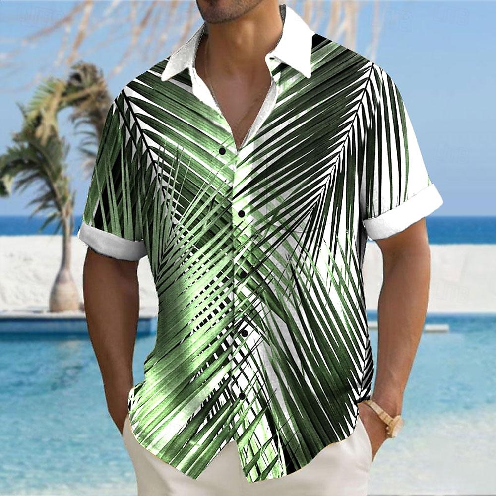 Homens Folha de palmeira camisa de botão Manga Curta Havaiana Casual Recorrer Ao ar livre Casual Feriado Verão Primavera Aberto para a Lateral Imprimir Amarelo Azul Rosa / Roxo Verde de 2025 por $24.99 –P5