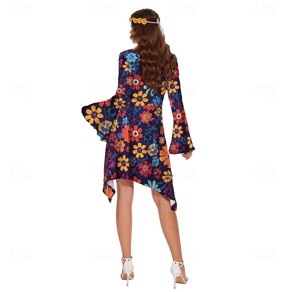 Rétro Vintage Années 1970 Déguisement Années 70 Femme Manche cloche Hippie Fleur / Floral Col en U Déguisement Femmes Halloween Carnaval Mascarade Soirée Tenue quotidienne Défilé de la Fierté Adulte de 2025 ? $23.99 –P11