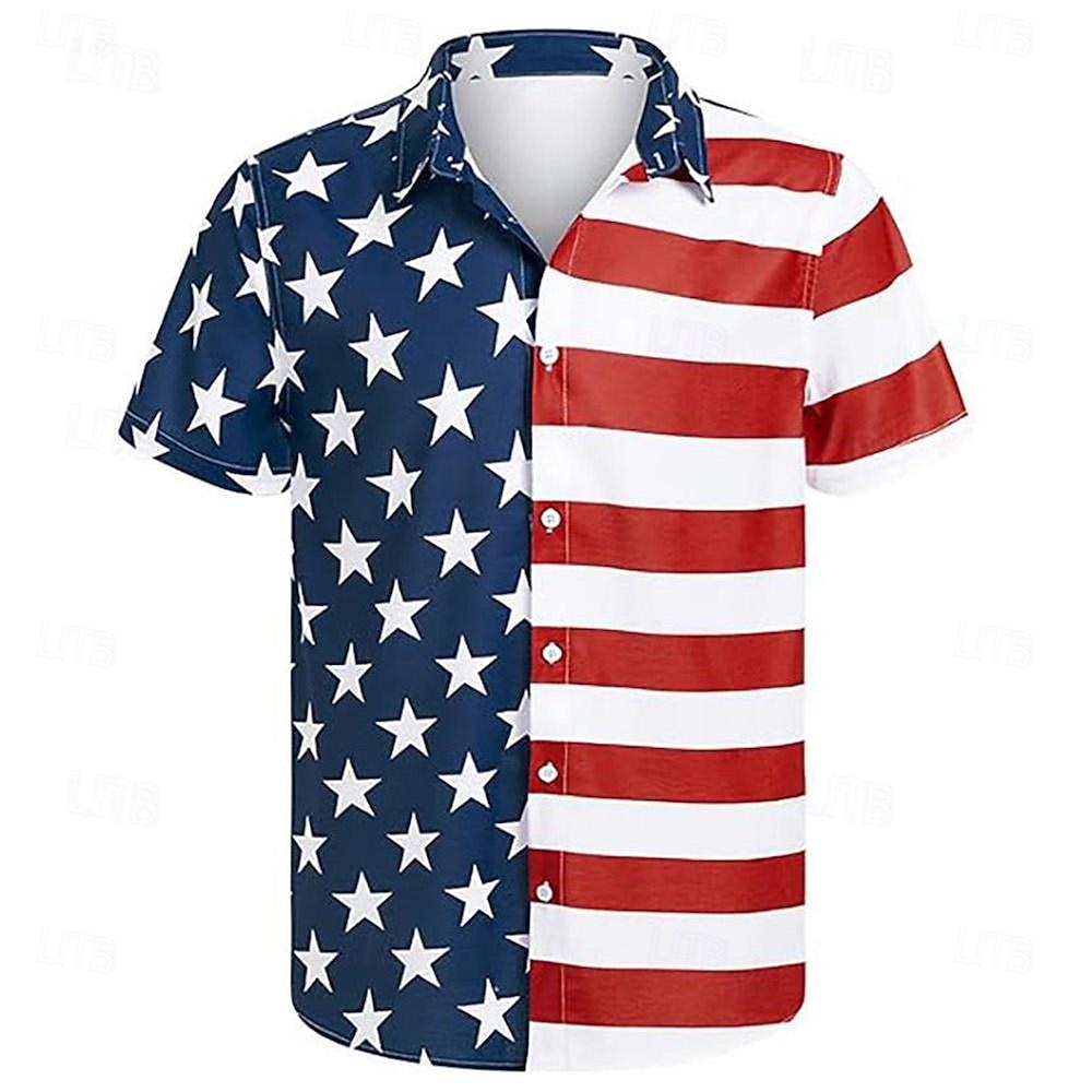 250º Aniversário EUA Mangá Camisas do Havaí Regresso à Escola Bandeira dos EUA Dia da Independência 4 de julho Casual Estilo de rua Harajuku Arte Gráfica Kawaii Adulto Homens Semiquincentenário Baile de 2026 por $21.99 –P1