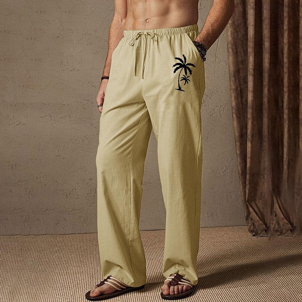 Men's Summer Pants Elastic Waist Tree Coconut Tree Comfort Full Length Outdoor Streetwear Vacation Hawaiian White Blue Micro-elastic 2025 - $25.99 –P6