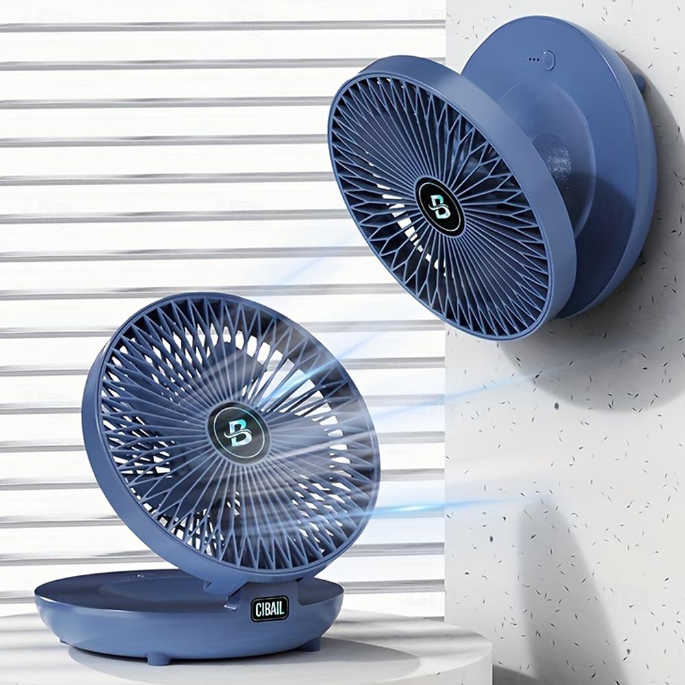 přenosný nástěnný stolní ventilátor-3 rychlosti, tichý bezkomutátorový motor, stolní malý ventilátor usb typ-c nabíjení, skládací vzduchový chladič pro domácnost, kancelář a cestování 1ks 2025 - $20.99 –P1