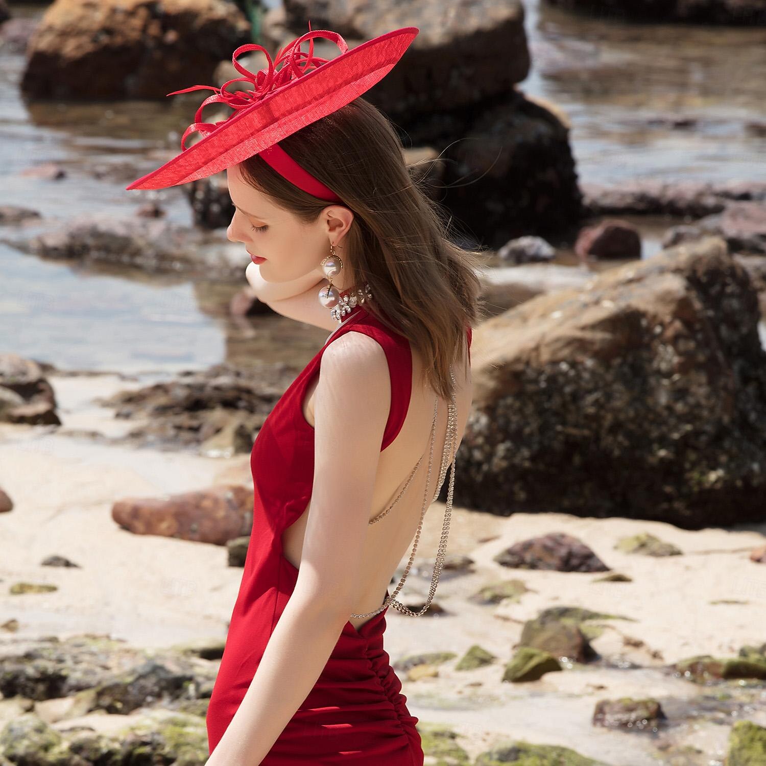 Chapéus Sinamay Chapéu-coco / Cloche Chapéu de Pires Cartola Casamento Festa de Chá Elegante Casamento Com Penas Capacete Chapéu de 2025 por $50.99 -P8
