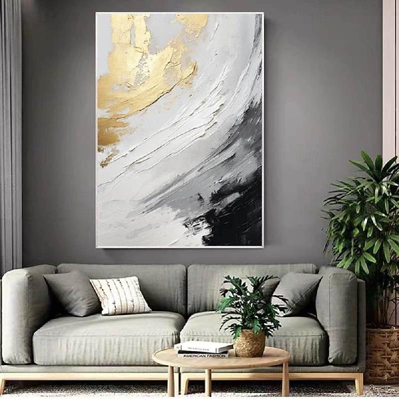 pintura a óleo com textura de ouro preto e branco arte de parede feita à mão pintura abstrata de ouro em tela pintura abstrata minimalista pintada à mão decoração de parede pintura de arte de parede de 2026 por $120.99 –P8