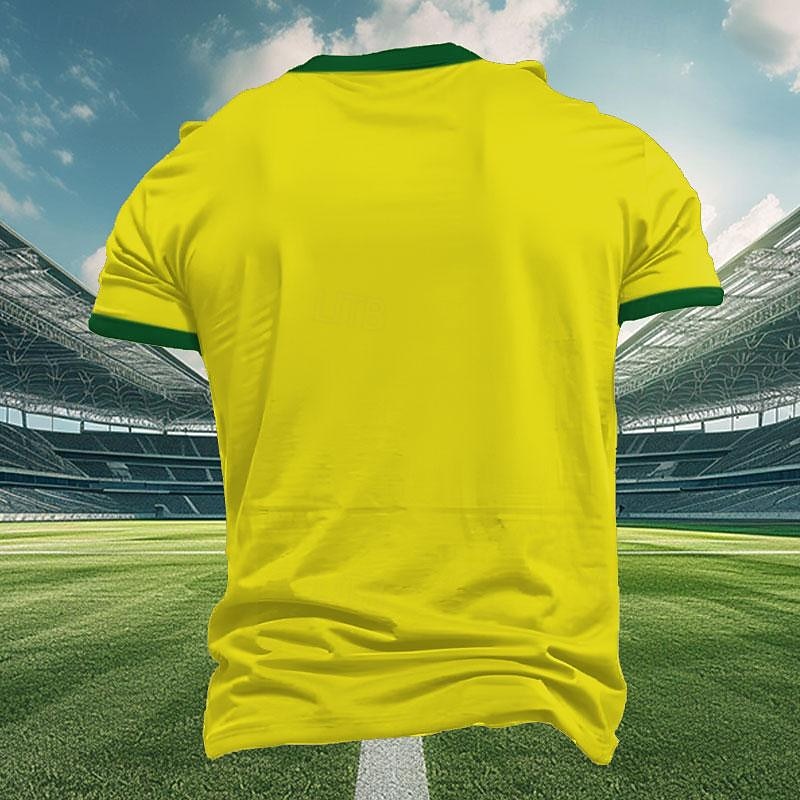 Voor heren Vlag Brazilië T-shirt Korte mouw T-shirt 3D-afdrukken Strakke ronde hals Overhemd Buiten Sportkleding Geel Groen Zomer Lente Kleding S M L XL XXL XXXL 2026 - $19.49 –P2
