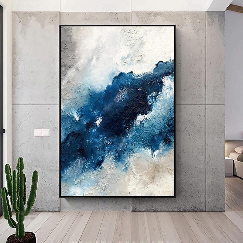 großes handgemachtes abstraktes Küstenlandschafts-Ölgemälde auf Leinwand, großes Ölgemälde, Wandkunst, Ölgemälde, blaue Himmelskunst, individuelles Gemälde für Wohnzimmer, Schlafzimmer, Dekoration 2025 - $125.99 –P2