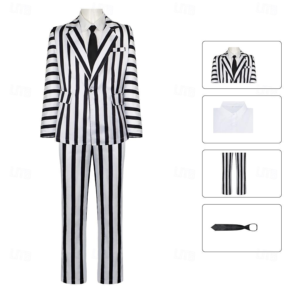 Beetlejuice Käfersaft Outfits Anzüge & Blazer Festkleidung Cosplay Kostümparty Film Cosplay for Herren Erwachsene Halloween Karneval Leistung Maskerade 2025 - $82.99 –P3