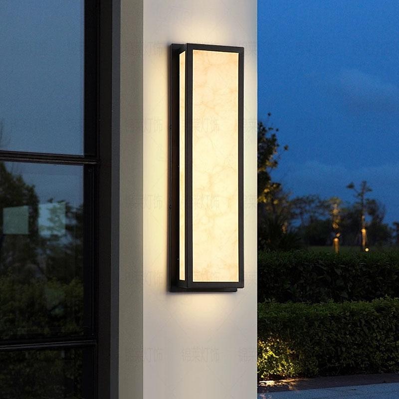 Aplique de pared exterior LED blanco cálido 42/63 cm 20 W IP65 apliques modernos iluminación de pared lámpara de patio luces rectangulares negras lámpara de pared de mármol para patio, porche, garaje 2026 - $366.53 –P6