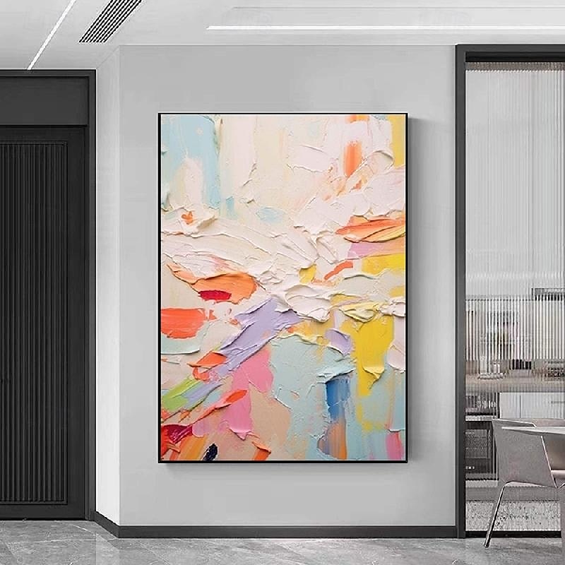 buntes Messergemälde großes handgemachtes buntes abstraktes Gemälde strukturiertes abstraktes Gemälde handgemalte abstrakte Kunst buntes Gemälde große Leinwandkunst moderne Kunst Malerei 2025 - $116.99 –P1