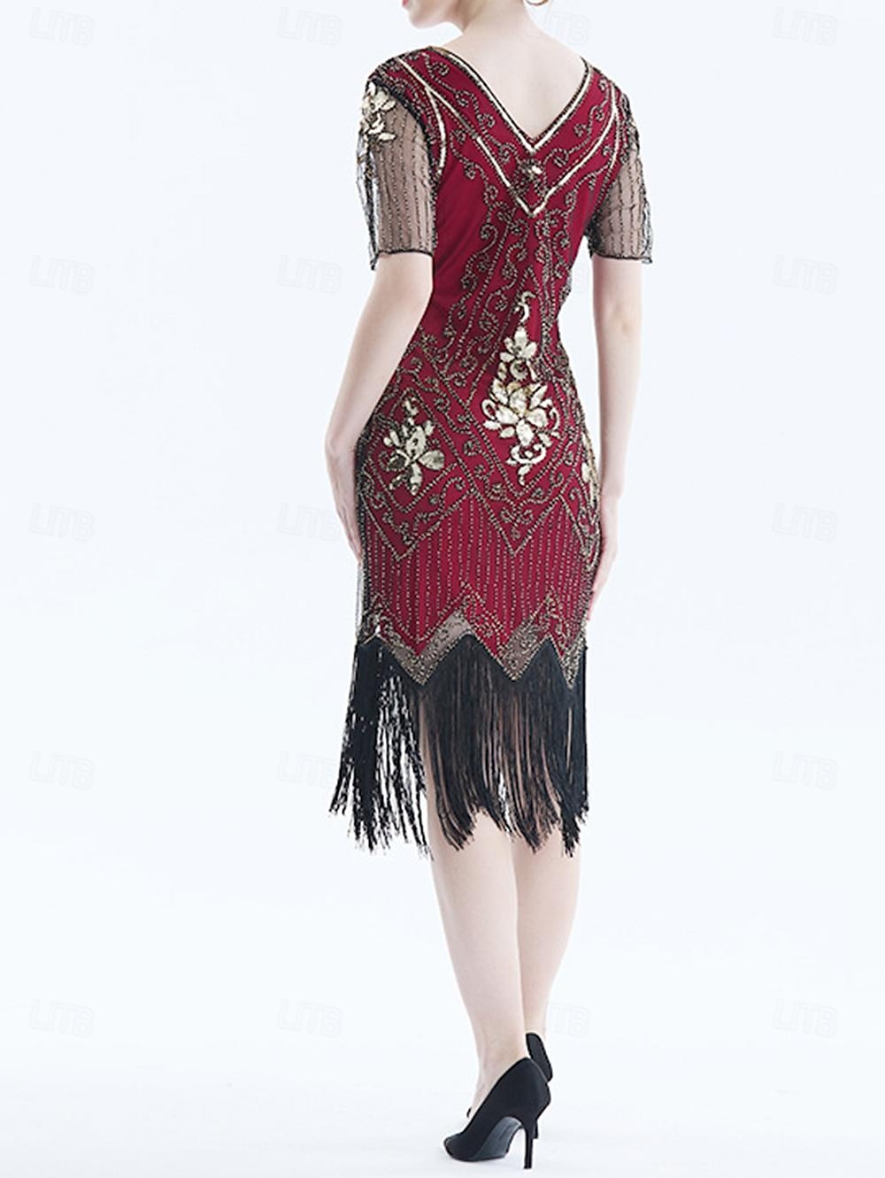 Roaring 20s 1920s Cocktail Dress Flapper Dress Dress Prom Dress The Great Gatsby Charleston Sequins Tassel Fringe Women's Halloween Carnival Masquerade Carnival Wedding Wedding Guest Adults' Dress 2025 - $43.99 –P2