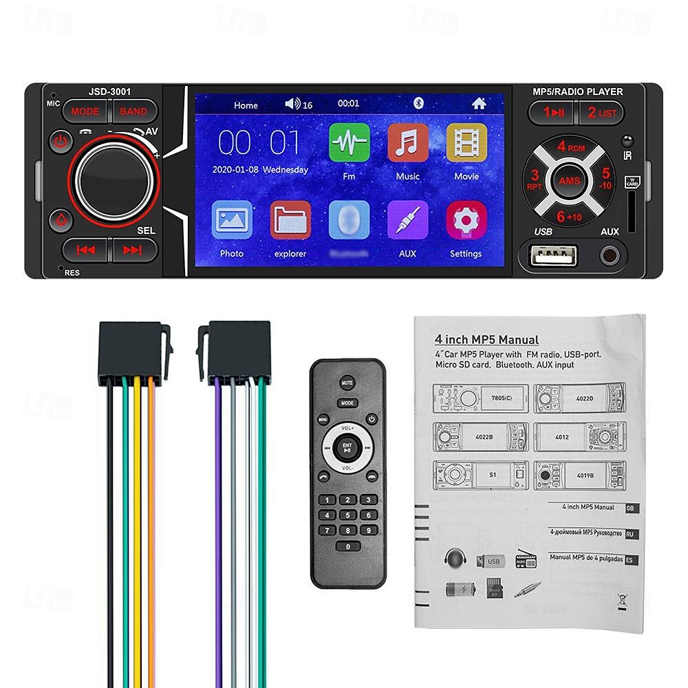 4,1-Zoll-Einzel-DIN-Autoradio mit Bluetooth-Touchscreen, MP5-Player, FM-Radio-Empfänger, unterstützt TF/USB/AUX-IN, Freisprechfunktion, Rückfahrbild 2025 - $96.99 –P1