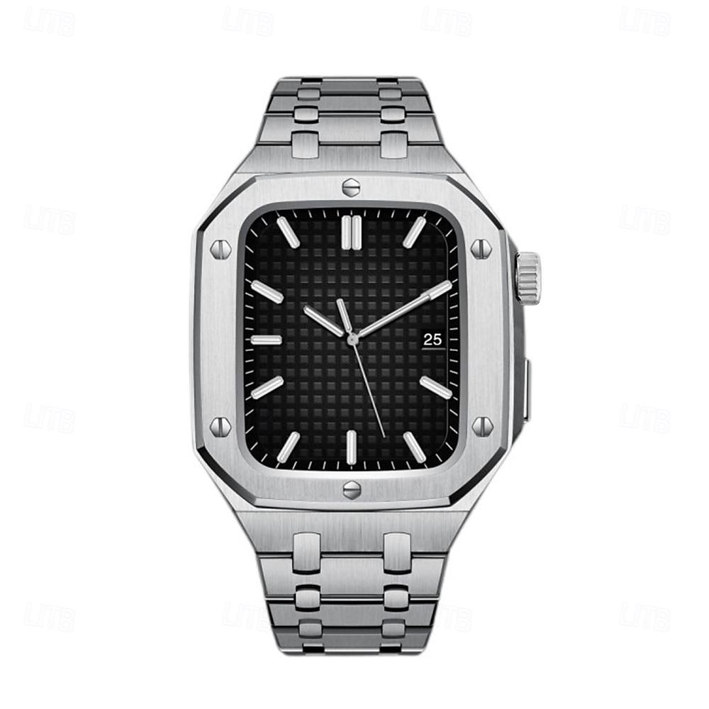 Link Bracelet Compatible with Apple Watch band 44mm 45mm with Case Luxury Butterfly Buckle Stainless Steel Strap Replacement Wristband for iwatch Series 8 7 6 5 4 SE 2025 - $89.99 –P5