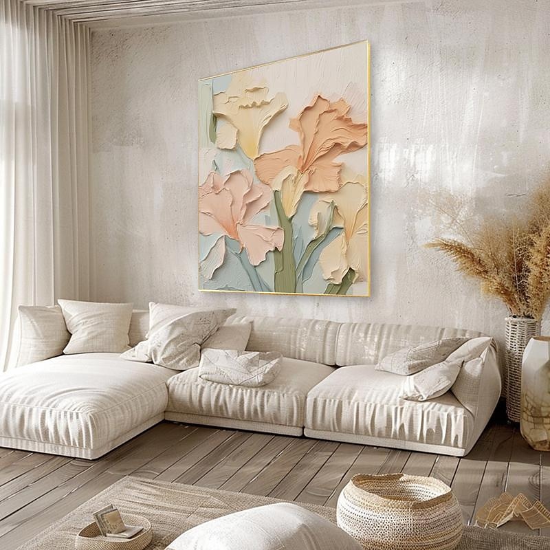 handmålad 3d original bröllop rosa blomma målning på duk texturerad väggkonst blommig väggkonst hem väggdekor duk oljemålning blomkonst vardagsrum väggkonst 2025 - $141.99 –P6