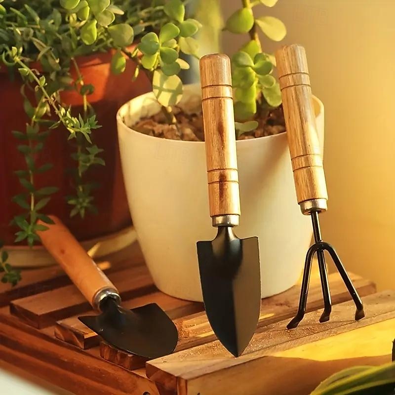 3-Piece Deluxe Garden Tool Set - Lightweight Aluminum Shovel & Rake for Succulent Plants Flower Beds & Loose Soil - Ergonomic Handle Ideal for Compact Gardening Needs 2025 - $6.99 –P6