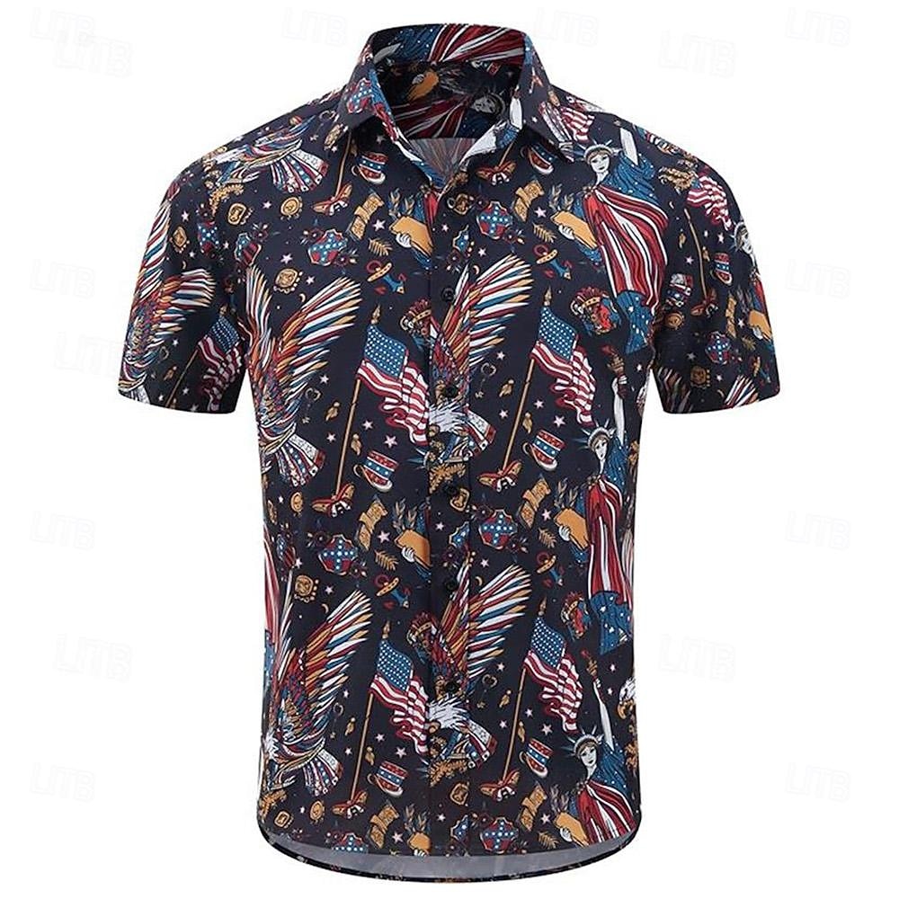 250º Aniversário EUA Mangá Camisas do Havaí Regresso à Escola Bandeira dos EUA Dia da Independência 4 de julho Casual Estilo de rua Harajuku Arte Gráfica Kawaii Adulto Homens Semiquincentenário Baile de 2026 por $21.99 –P5
