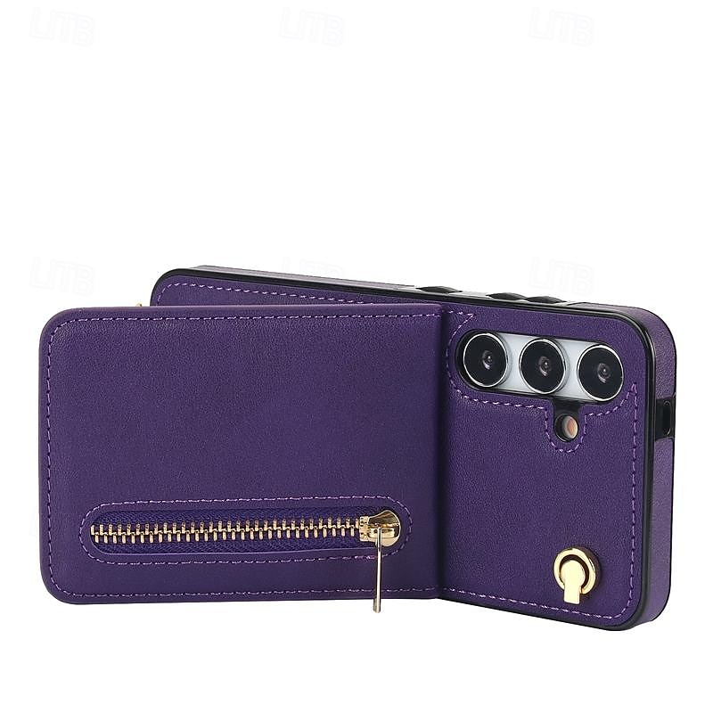 Phone Case For Samsung Galaxy S24 S23 S22 S21 S20 Ultra Plus FE S25 Ultra Back Cover Wallet Case Zipper with Lanyard Kickstand Retro TPU PU Leather 2025 - $23.99 –P14