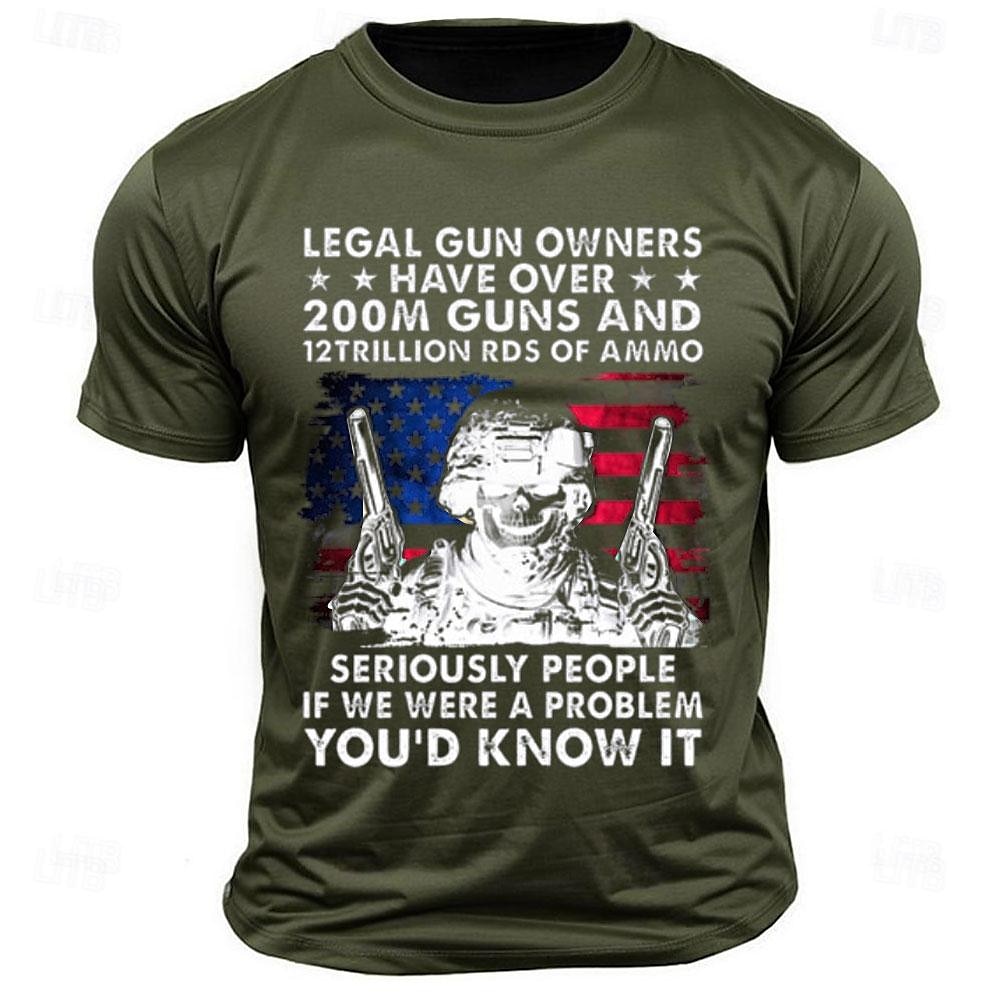 2026 250° T-Shirt a Maniche Corte Girocollo Patriottica Patriota Bandiera Americana Veterano Casual Sport del 2026 a $17.49 –P3