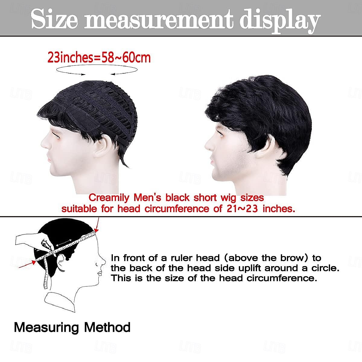 Perruque pour hommes cheveux courts, perruques de remplacement de cheveux pour hommes perruque noire pour hommes perruque complète de cheveux pour homme usage quotidien de 2025 ? $18.49 –P5