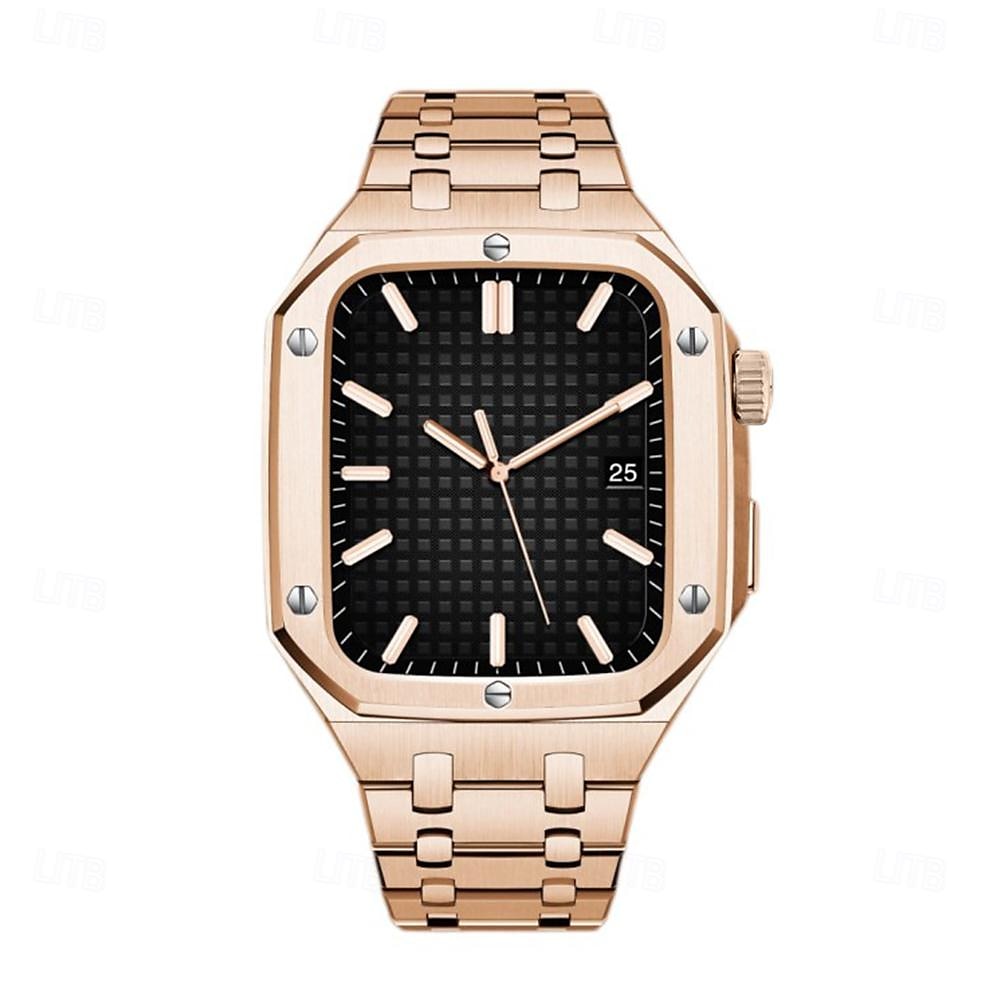 Link Bracelet Compatible with Apple Watch band 44mm 45mm with Case Luxury Butterfly Buckle Stainless Steel Strap Replacement Wristband for iwatch Series 8 7 6 5 4 SE 2025 - $89.99 –P7