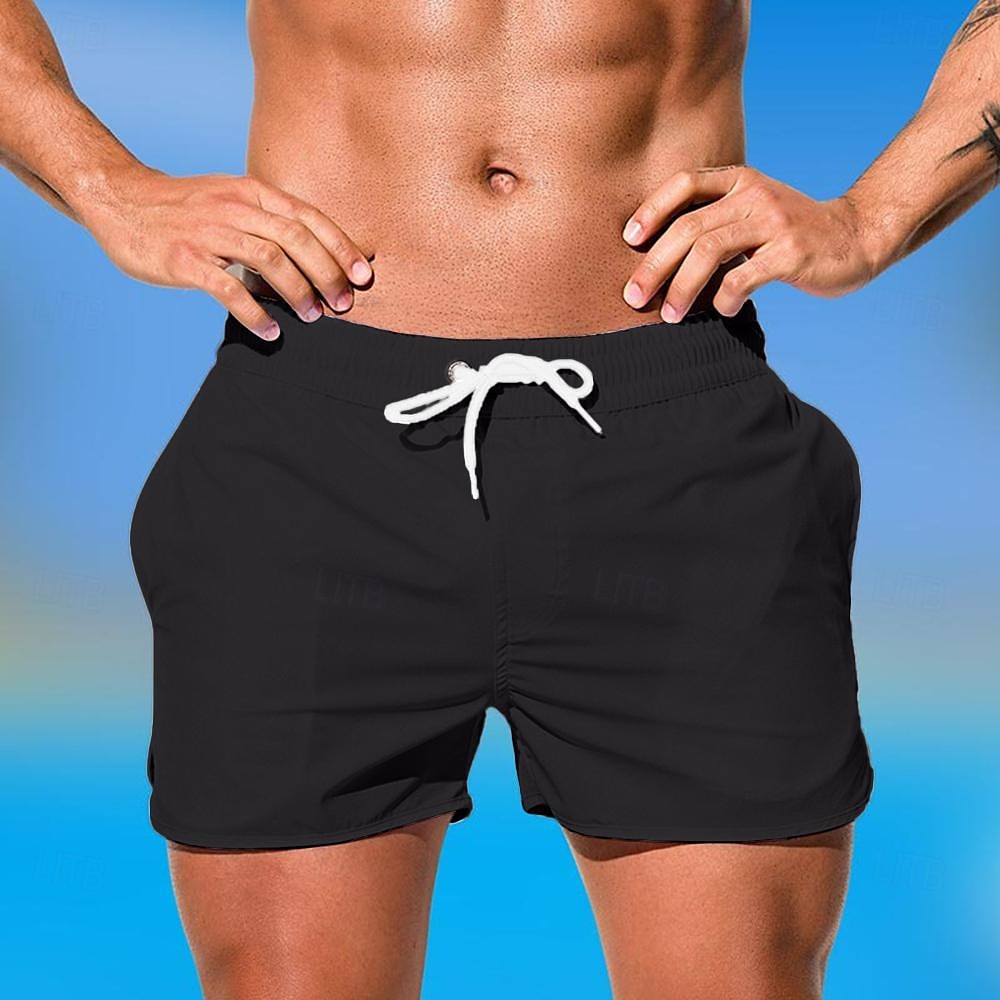 Homens Bermuda de Surf Shorts de Natação Calção Justo de Natação Com Cordão Cintura elástica Tecido Conforto Secagem Rápida Curto Feriado Praia Final de semana Moda Casual Preto Branco Micro-Elástica de 2025 por $10.49 –P2