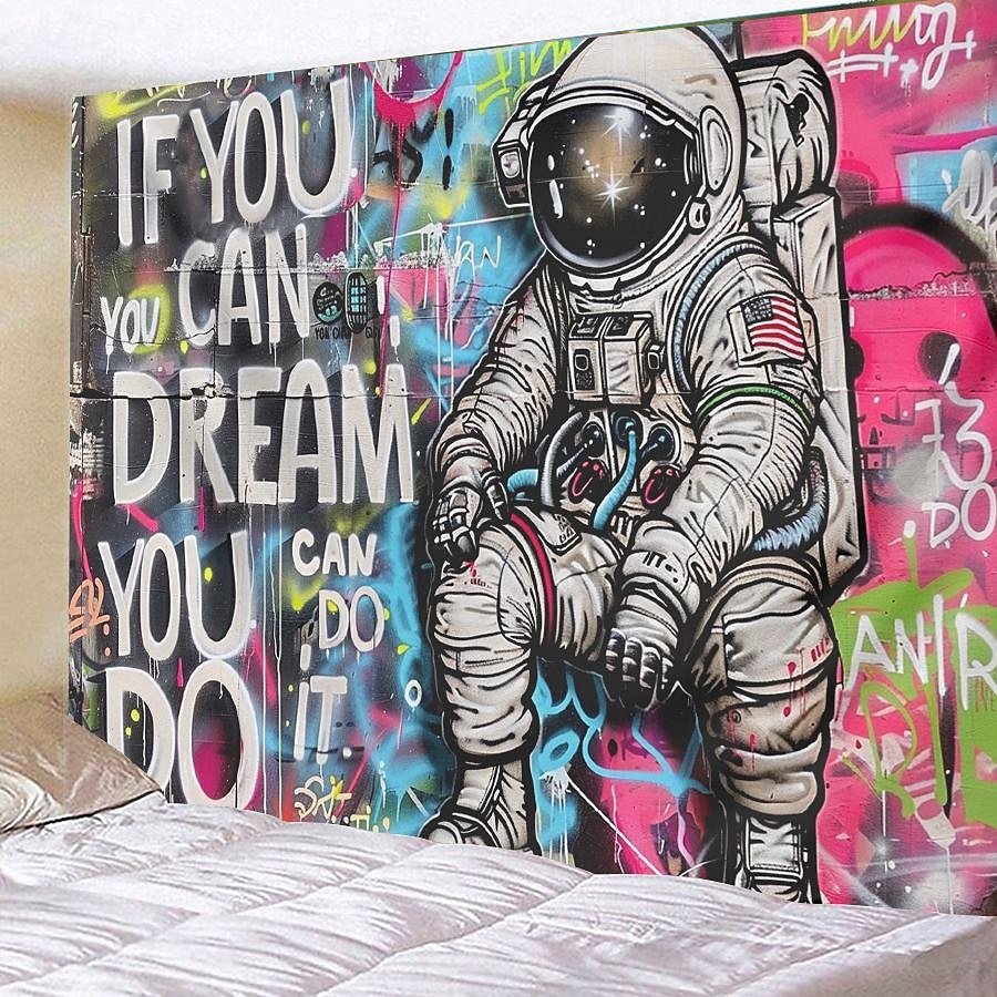gata graffiti astronaut hängande gobeläng väggkonst stor gobeläng väggmålning dekor fotografi bakgrund filt gardin hem sovrum vardagsrum dekoration 2025 - $16.99 –P10