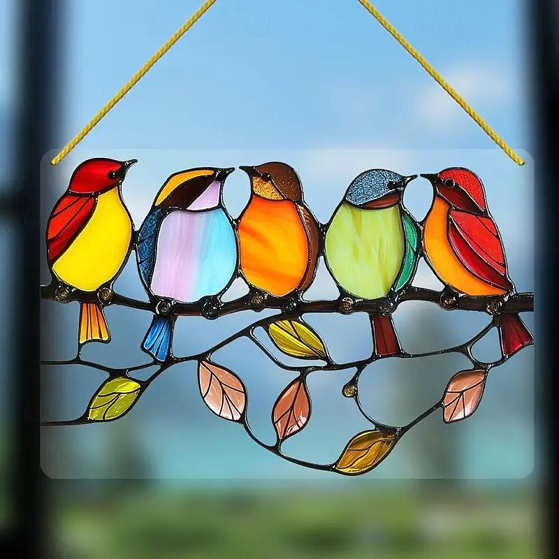 lasimaalaus lintujensiepparin ikkunan ripustus - akryyli aurinkosiepparin lasiverhoilu - pihasisustus, hieno lahja lintujen ystäville - kodin, sisustuksen ja toimiston sisustus 2026 - $13.99 –P5