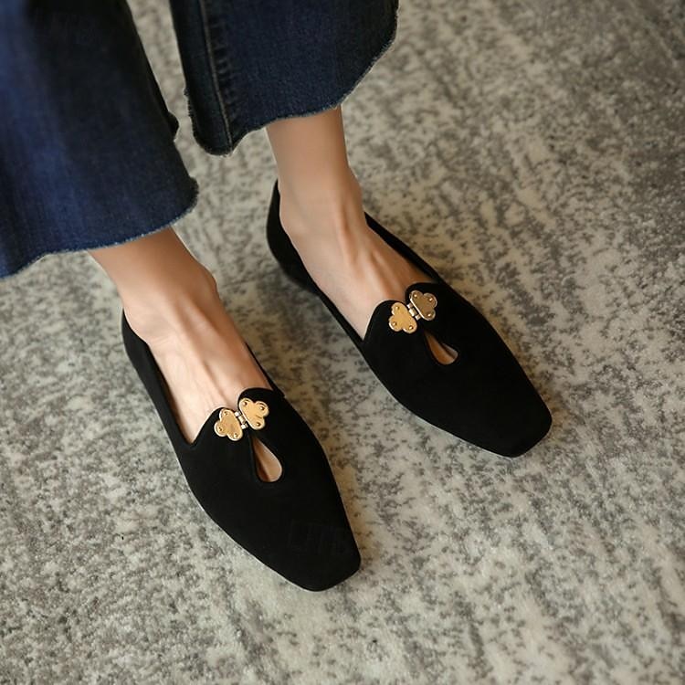 Women's Fuchsia Suede Ballet Flats – Elegant Vintage Style Loafers with Floral Buckle for Office, Tea Party & Daily Wear 2025 - $42.99 –P4