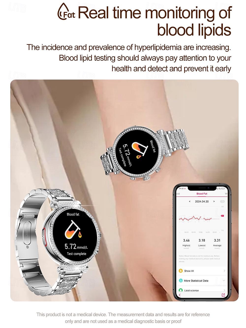 2025年 696 TK28 スマートウォッチ 1.27 インチ スマートブレスレット ブルートゥース ECG + PPG 歩数計 着信通知 と互換性があります Android iOS 女性 ハンドフリーコール メッセージ受信通知 IP 67 41mmの時計ケース コレクション – $75.99 –P11