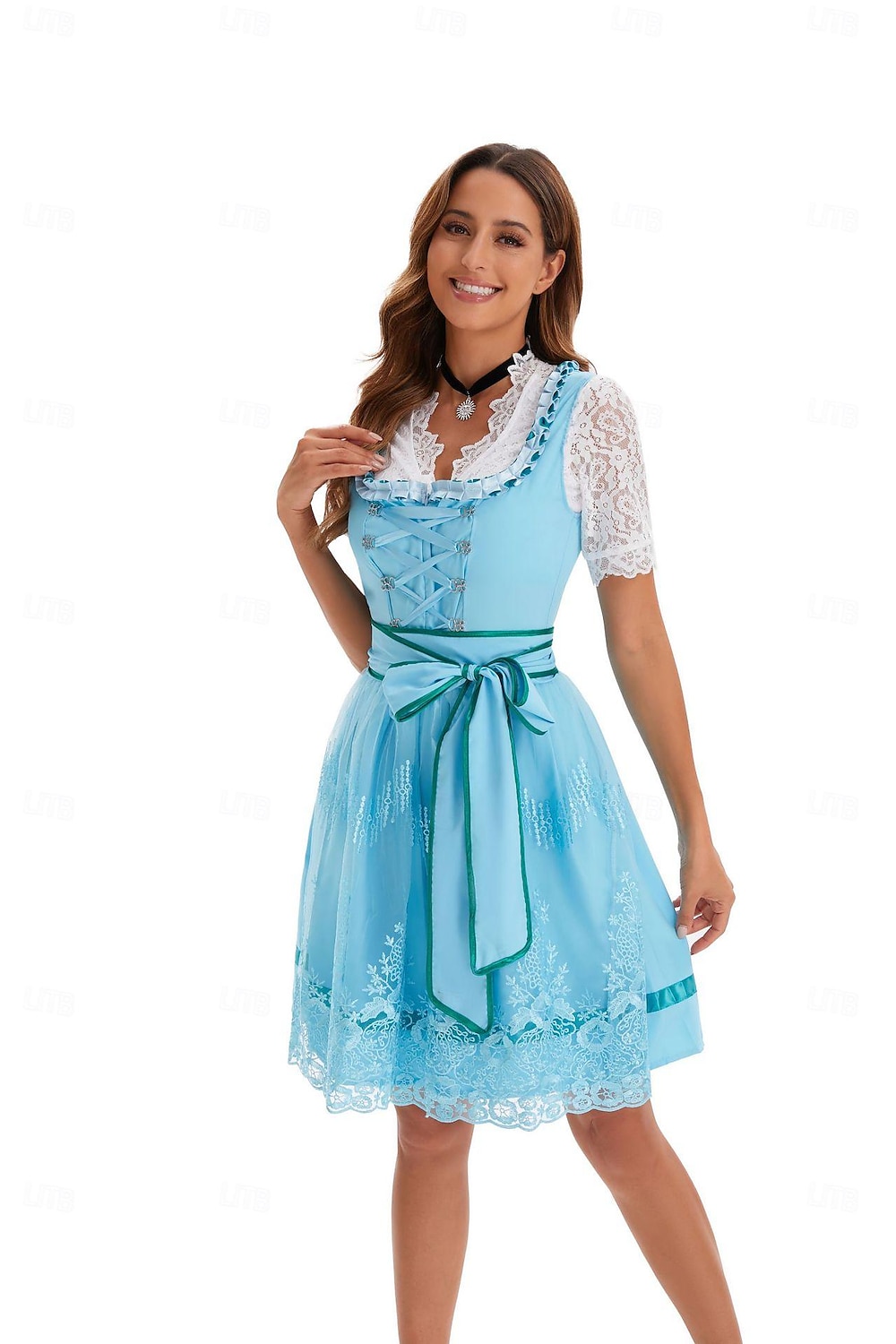 Plesová maškaráda Oktoberfest Šaty Cosplay kostým Trachtenkleader Služka Šaty němčina Mnichov Louky Dámské předvečer Všech svatých Šaty Tradiční Styl Tkanina Tričko Šaty Zástěra 2025 - $55.99 –P15