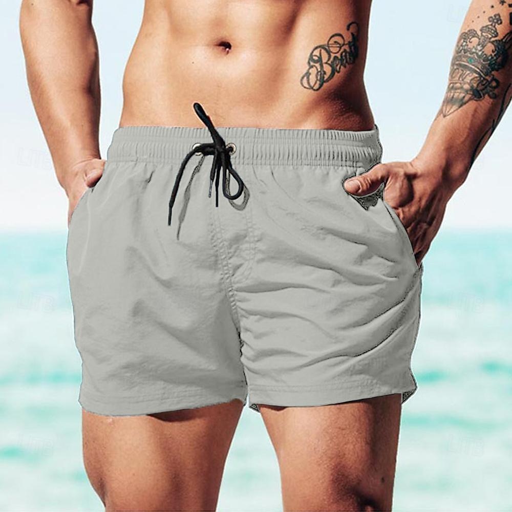 Beach Shorts Mens Quick Dry Swim Shorts Quick Dry Embroidered Swim