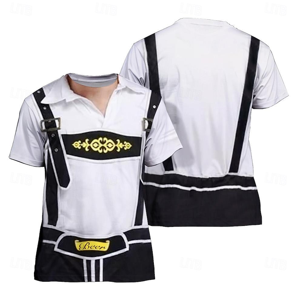 Októberi fesztivál bajor Póló lederhosen 3D Grafikus Kompatibilitás Férfi Felnőttek Farsang Októberi fesztivál 3D nyomtatás Parti Alkalmi / Napi 2025 - $17.49 –P3