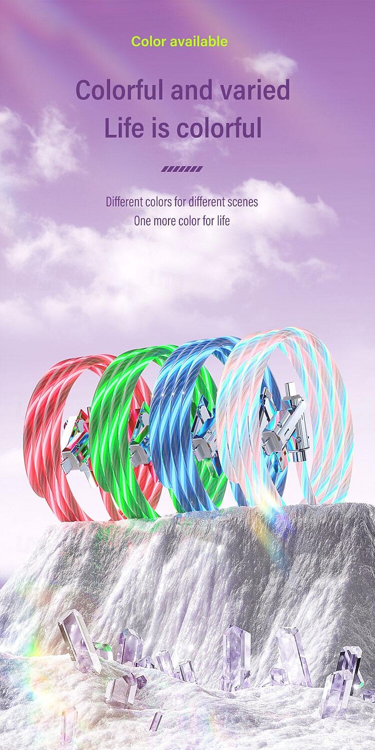 PD27W 100W Zinc Alloy 2-tow 2-star Dazzling Streamer Fast Charging Data Cable 4-in-1 Luminous Charging Cable 2025 - $16.99 –P10