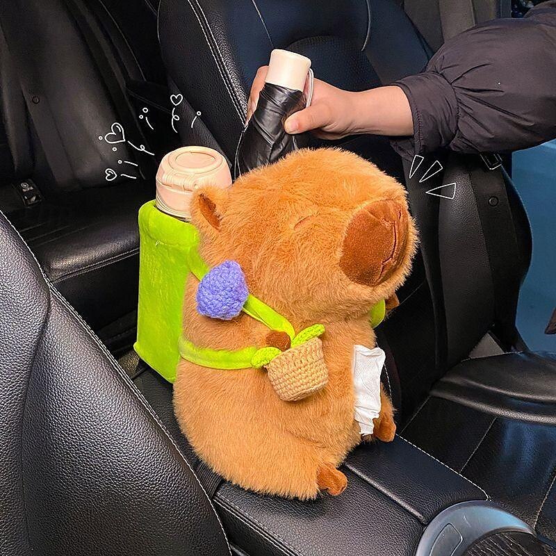 2025年 1個の多機能車用ゴミ箱ティッシュボックスかわいいカピバラデザインの車内収納アクセサリーで車を清潔に整理整頓できます。  コレクション – $35.99 –P2