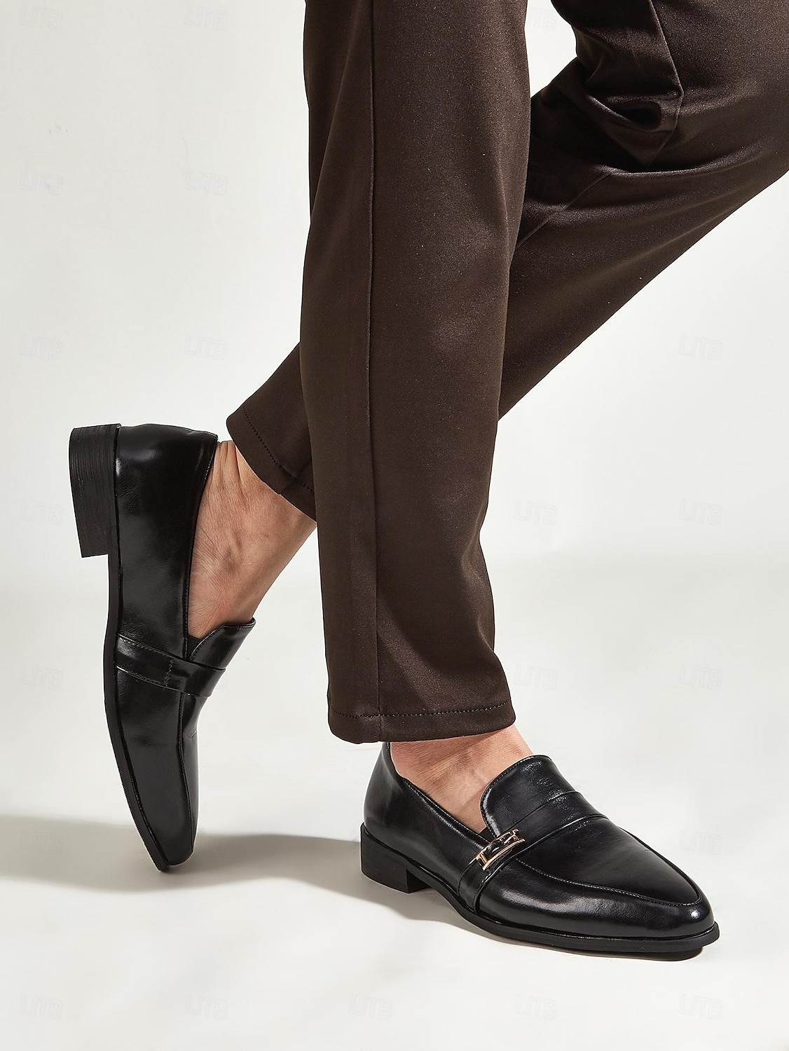 ανδρικά μαύρα loafers από ψεύτικο δέρμα – slip-on dress παπούτσια με μεταλλική προφορά για επαγγελματικούς, γραφείο και επίσημες περιστάσεις 2025 - $59.99 –P6