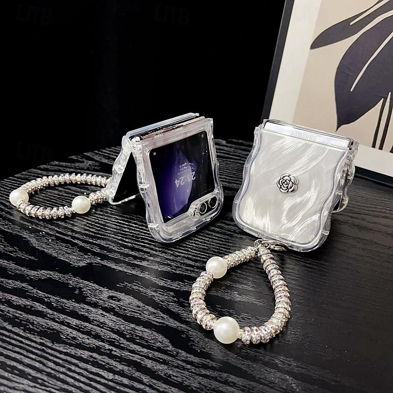 2025年 電話 ケース 用途 サムスンのギャラクシー Zフリップ6 Z Flip 5 Z Flip 4 Z Flip 3 バックカバー リストストラップ付き 耐衝撃 TPU  コレクション – $14.99 –P9