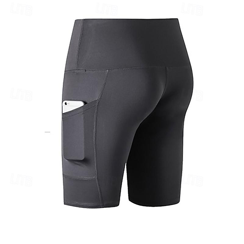 Damskie Spodnie Joggers Jogger Spodenki na siłownię Spodnie do jogi Kieszeń z kieszenią na telefon Lekki Wysoka talia Joga Zdatność Trening w siłowni Szorty Moda czarny / biały Czarny Burgundowy 2025 - $21.99 –P2