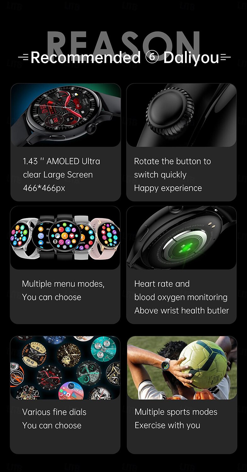 Умные часы hk85 1.43 amoled bt call nfc мониторинг здоровья всегда на дисплее отслеживание фитнес-спортивные умные часы 2025 - $48.99 –P2