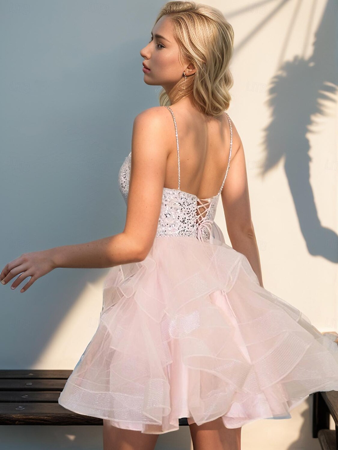 A-Line Homecoming Dresses Open Back Dress Wedding Graduation Short / Mini  Sleeveless Spaghetti Strap Pink Dress Organza with Sequin 2026 - $145.99