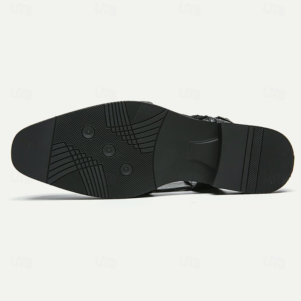 miesten mustat kudotut nahkasandaalit - tyylikkäät avokärkiset slingback-kengät solkihihnalla 2025 - $54.99 –P4