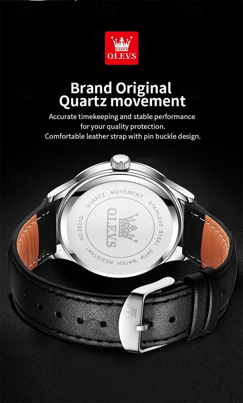 Новые бизнес-часы Olevs Brand для мужчин с светящимся календарем отображением недели модными трендами многофункциональными кварцевыми часами водонепроницаемые простые спортивные часы 2025 - $37.99 –P2