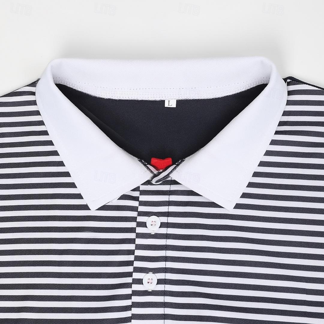Homens Camiseta Polo Camisa de golfe Casual Feriado gola pólo com nervuras Manga Curta Moda Básico Bloco de cor Riscas Clássico Verão Normal Branco Amarelo Vinho Azul Marinho Azul Céu Camiseta Polo de 2025 por $22.99 –P5