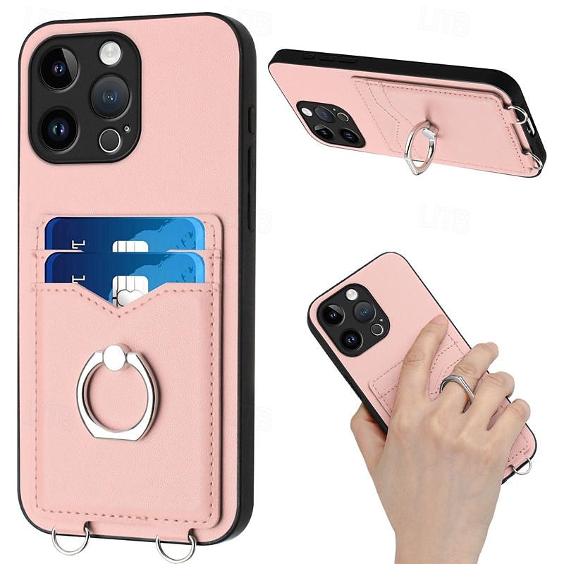 teléfono Funda Para iPhone 16 15 14 Pro Max Plus iPhone 13 12 11 Pro Max Mini Funda Trasera Soporte para Anillo Ranura para tarjetas Antigolpes Retro TPU Metal Cuero de PU 2025 - $14.99 –P1