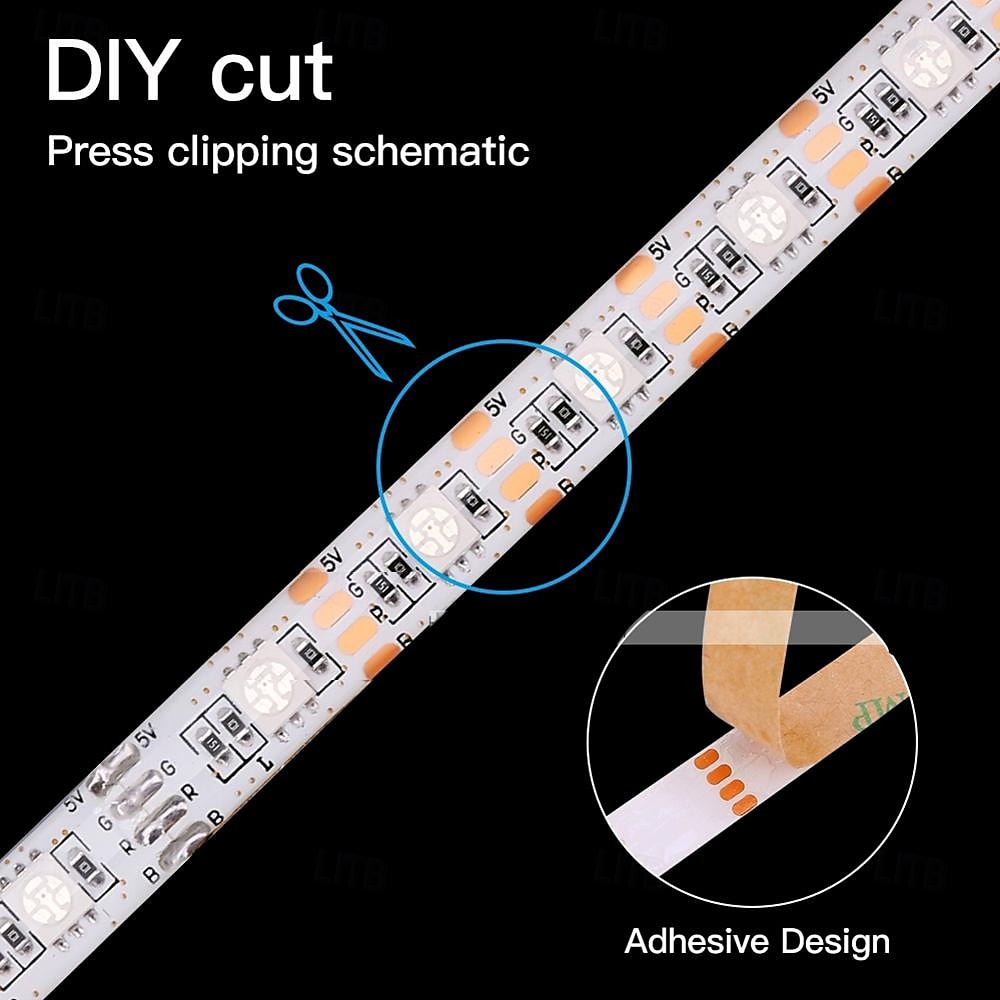 High Brightness Flexible LED Strip Light, Outdoor Waterfproof Strip Light USB or Battery Powered 5V 5050 SMD Multicolor Optional Indoor and Outdoor Activity Computer TV Background Wardrobe Bar Counter 2025 - $8.49 –P5